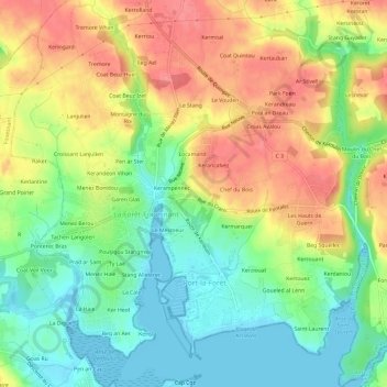 Mapa topográfico Le Cranic, altitud, relieve