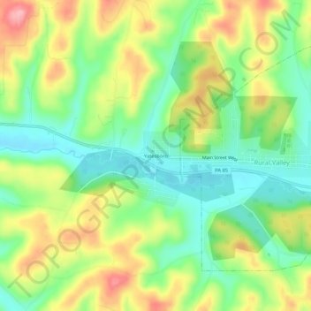 Mapa topográfico Yatesboro, altitud, relieve