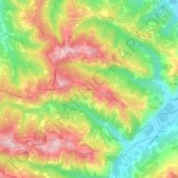 Mapa topográfico F.ne Scaglione, altitud, relieve