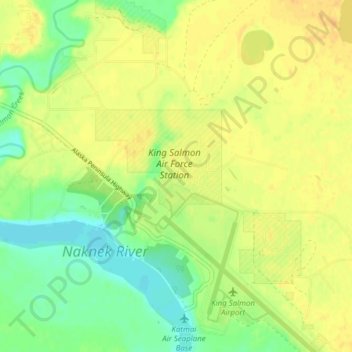 Mapa topográfico King Salmon, altitud, relieve