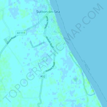 Mapa topográfico Sutton le Marsh, altitud, relieve