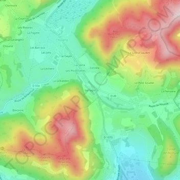 Mapa topográfico Le Fagot, altitud, relieve