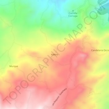 Mapa topográfico Valero, altitud, relieve