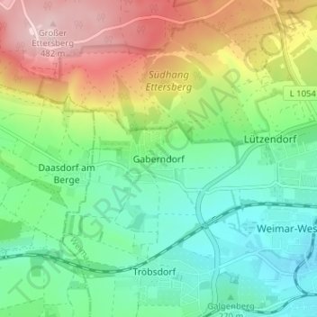 Mapa topográfico Gaberndorf, altitud, relieve