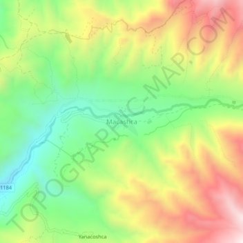 Mapa topográfico Macashca, altitud, relieve
