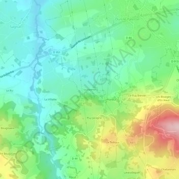 Mapa topográfico La Valette, altitud, relieve