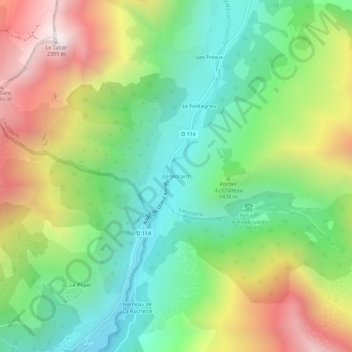 Mapa topográfico Le Mollard, altitud, relieve