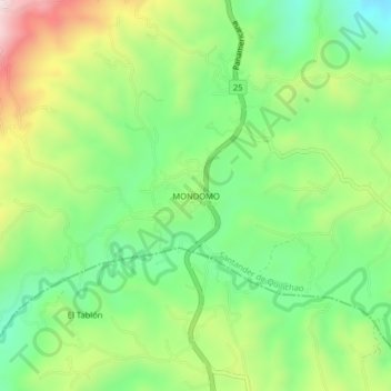 Mapa topográfico MONDOMO, altitud, relieve
