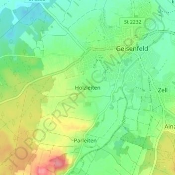 Mapa topográfico Holzleiten, altitud, relieve