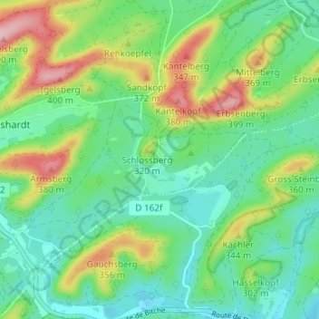 Mapa topográfico Waldeck, altitud, relieve