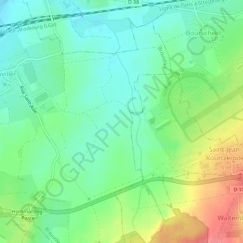 Mapa topográfico Grandviller, altitud, relieve