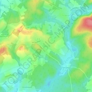 Mapa topográfico Athesans, altitud, relieve