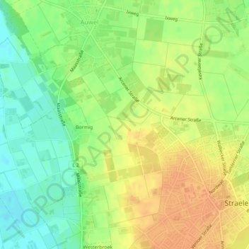 Mapa topográfico Gieselberg, altitud, relieve