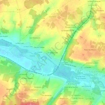 Mapa topográfico Les Rogareaux, altitud, relieve