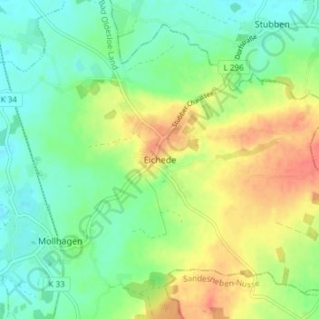 Mapa topográfico Eichede, altitud, relieve