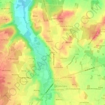 Mapa topográfico Mayon, altitud, relieve