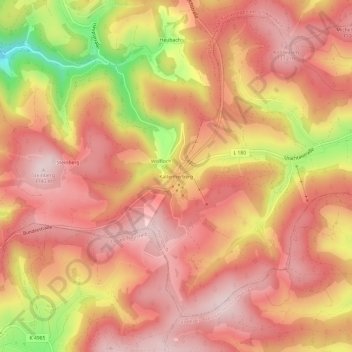 Mapa topográfico Kaltenherberg, altitud, relieve