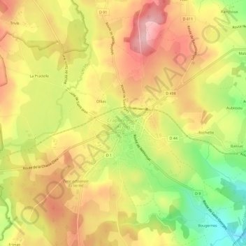 Mapa topográfico Craponne-sur-Arzon, altitud, relieve