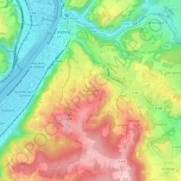 Mapa topográfico Beauregard, altitud, relieve