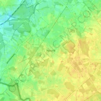 Mapa topográfico Woold, altitud, relieve