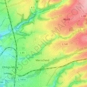 Mapa topográfico Bech, altitud, relieve