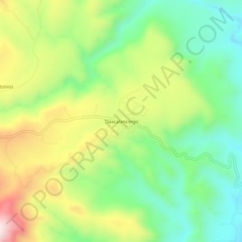Mapa topográfico Tlaxcalancingo, altitud, relieve