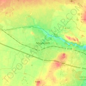 Mapa topográfico Maynooth, altitud, relieve