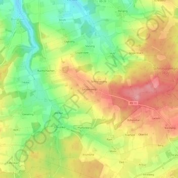 Mapa topográfico Lichtenweg, altitud, relieve