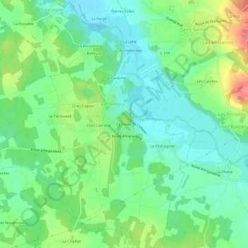 Mapa topográfico Le Pinier, altitud, relieve