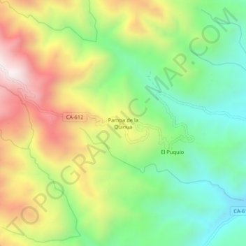 Mapa topográfico Pampa de la Quinua, altitud, relieve