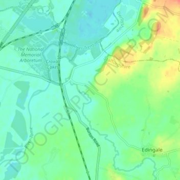 Mapa topográfico Croxall, altitud, relieve