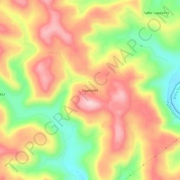 Mapa topográfico Saudades, altitud, relieve