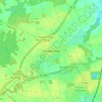 Mapa topográfico Schillerslage, altitud, relieve