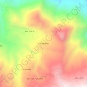 Mapa topográfico Tunaspampa, altitud, relieve