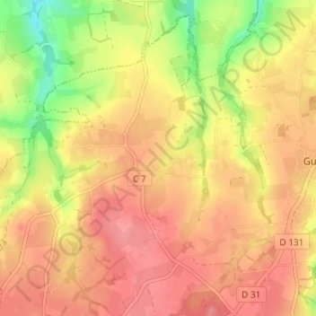 Mapa topográfico Queledern, altitud, relieve