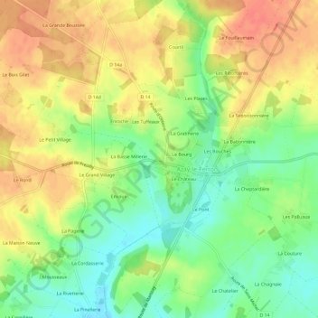 Mapa topográfico La Jaunay, altitud, relieve