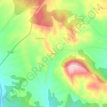 Mapa topográfico Nachá, altitud, relieve