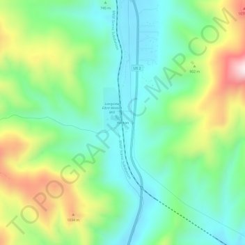 Mapa topográfico Winton, altitud, relieve