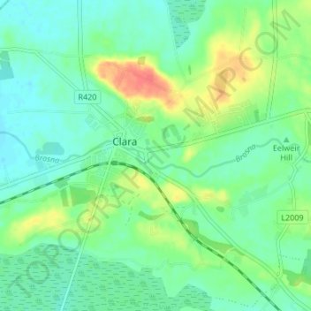 Mapa topográfico Charlestown, altitud, relieve