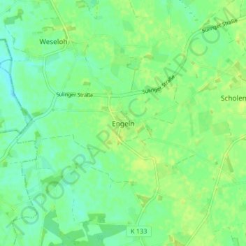 Mapa topográfico Engeln, altitud, relieve