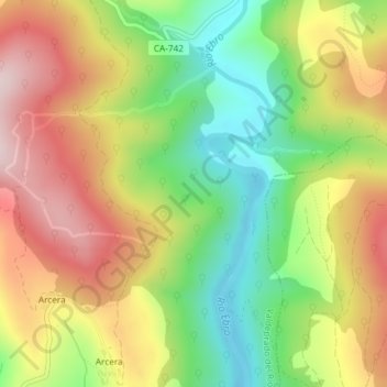 Mapa topográfico Orbaneja, altitud, relieve