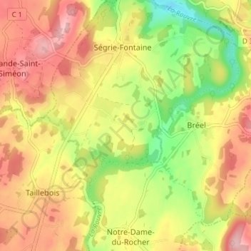 Mapa topográfico La Bagotière, altitud, relieve