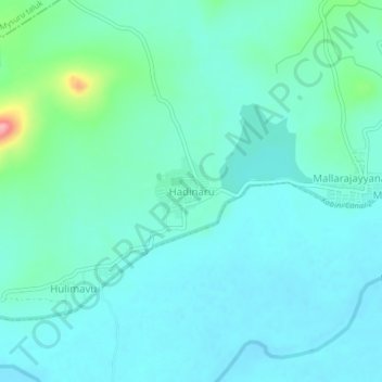 Mapa topográfico Hadinaru, altitud, relieve