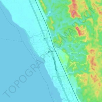 Mapa topográfico Kumira, altitud, relieve