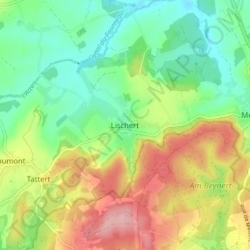 Mapa topográfico Lischert, altitud, relieve