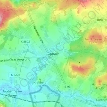 Mapa topográfico Oppach, altitud, relieve