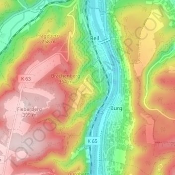 Mapa topográfico Heisser Stein, altitud, relieve