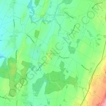 Mapa topográfico Bioley-Orjulaz, altitud, relieve