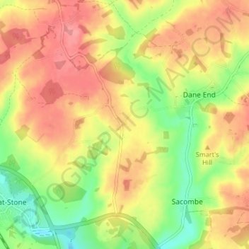 Mapa topográfico Whempstead, altitud, relieve
