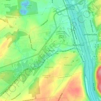 Mapa topográfico Huffnagle, altitud, relieve